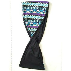 Reversible Infinity Scarf Womens Aztec Print Blue Pink Yellow Purple Black